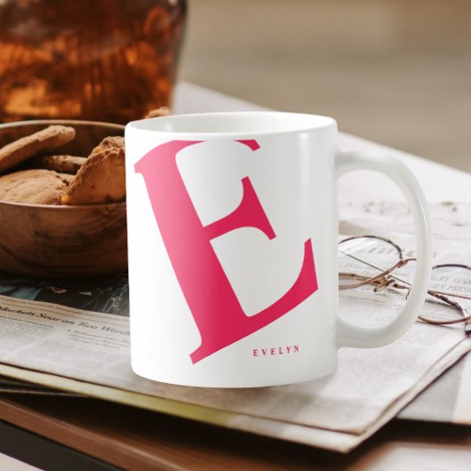 Groot Initiaal | Moderne typografie | Roze Koffiemok