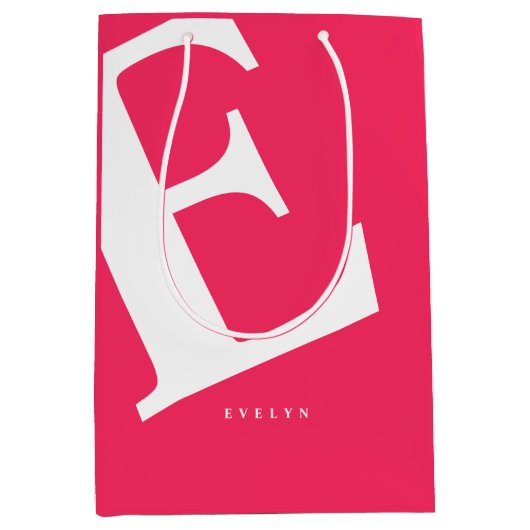 Groot Initiaal | Moderne typografie | Roze Medium Cadeauzakje (Voorkant)