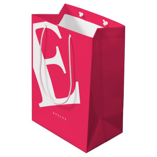 Groot Initiaal | Moderne typografie | Roze Medium Cadeauzakje (Achterkant Gekanteld)