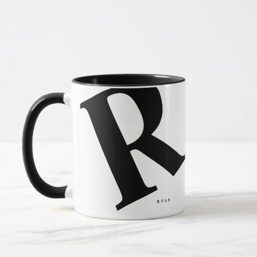 Groot Initiaal | Moderne typografie | Zwart Mok (Links)