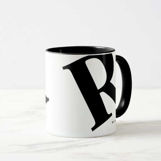 Groot Initiaal | Moderne typografie | Zwart Mok (Voorkant rechts)