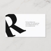 Groot Initiaal | Moderne typografie | Zwart Visitekaartje (Achterkant)