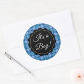 Groot is een jongen! Baby shower Blauwe Stickers (Envelop)