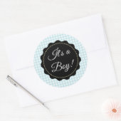 Groot is een jongen! Baby shower Blauwe Stickers (Envelop)