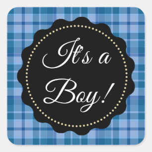 Groot is een jongen! Baby shower Blauwe Stickers