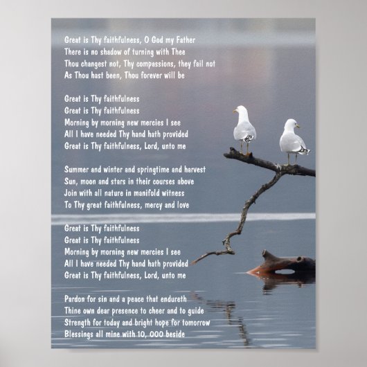 Groot is Uw Trouw Kerk Christelijke Hymne Poster (Voorkant)