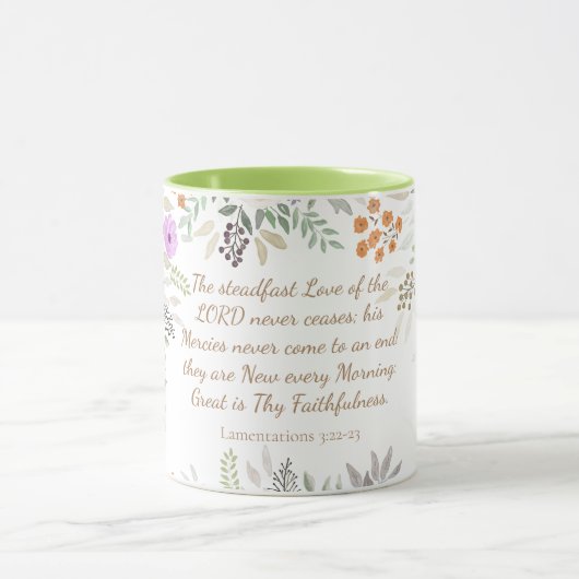 Groot is Uw Trouw Waterverf Bloemen Mok (Midden)