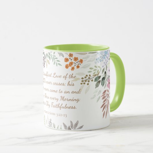 Groot is Uw Trouw Waterverf Bloemen Mok (Voorkant rechts)