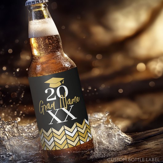 Groot Jaar - Naam en Dop - Zwarte Gouden Afstudere Bier Etiket