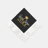 Groot Jaar - Naam en Pet - Zwart Goud Afstuderen Servet (Hoek)