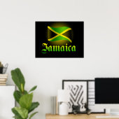 Groot Jamaica-Poster, zwart met gele gloed Poster (Thuiskantoor)