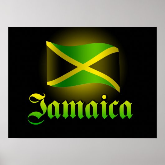 Groot Jamaica-Poster, zwart met gele gloed Poster (Voorkant)