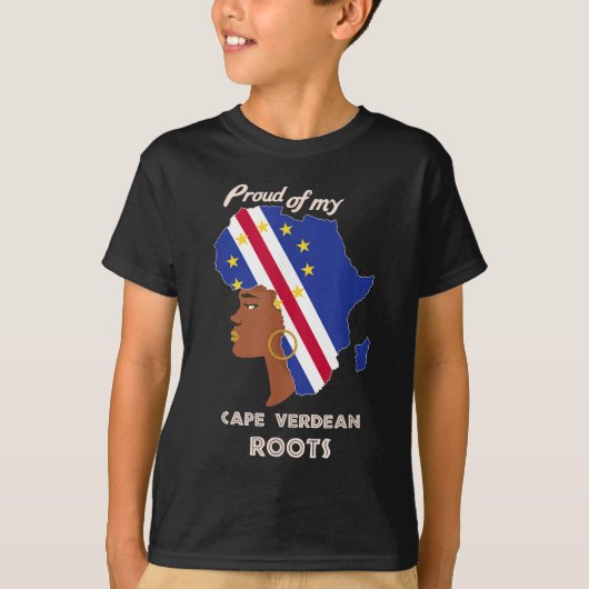 Groot-Kaapverdië Roots Zwarte Geschiedenis Maand V T-shirt (Voorkant)