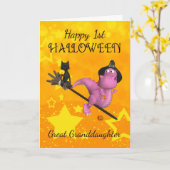 Groot - kleindochter 1st Halloween met Leuk weinig Kaart (Gele Bloem)