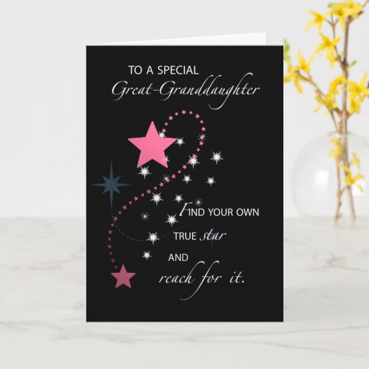 Groot - kleindochter, de Ster van Afstuderen, Roze Kaart (Gele Bloem)