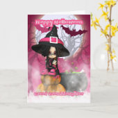 Groot - kleindochter Halloween met binnen Heks Kaart (Gele Bloem)