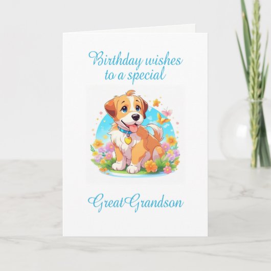 Groot kleinzoon verjaardag puppy hond kaart (Voorkant)