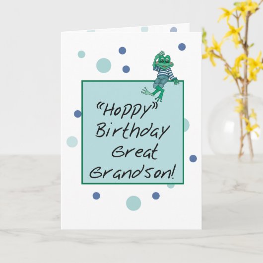 Groot - kleinzoonKikker in Jeans, Verjaardag, Kaart (Gele Bloem)