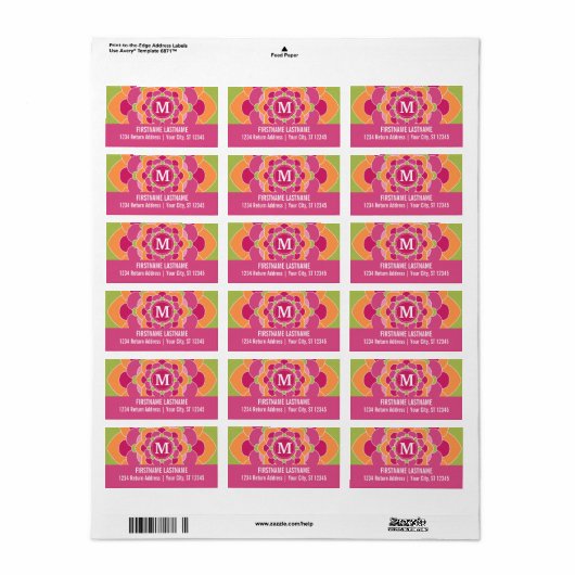 Groot kleurig ventilatorontwerp met monogram etiket (Full Sheet)