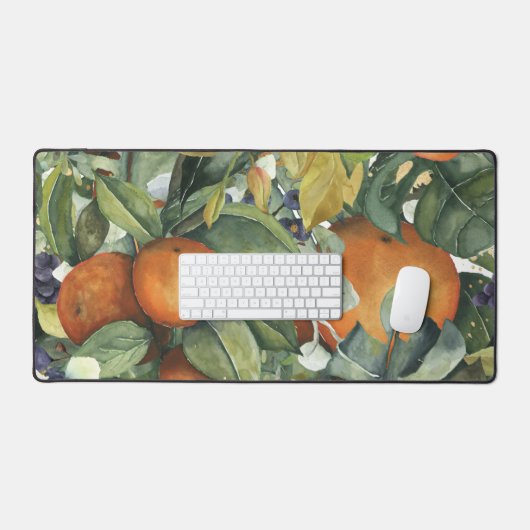 Groot Kleurrijk Oranje Fruit & Foliage Design Bureaumat (Keyboard & Muis)