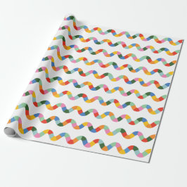 Groot Kleurrijk Regenboog Geruite Golfstreep Patro Cadeaupapier