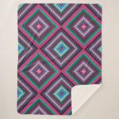Groot Kleurrijk  Retro Quiltpatroon Boho Sherpa Deken (Voorkant)