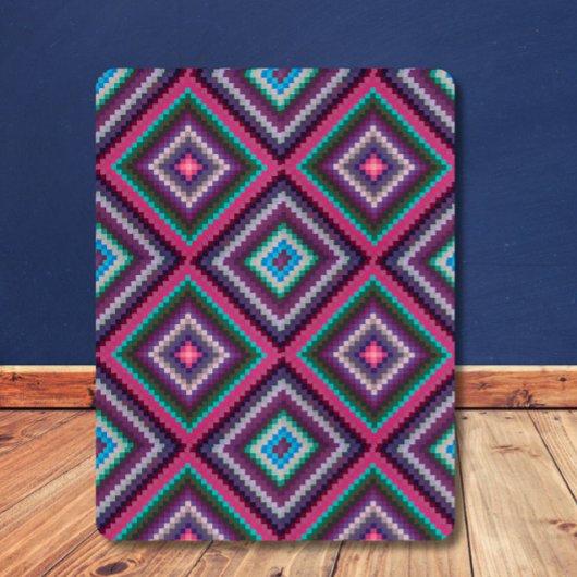 Groot Kleurrijk  Retro Quiltpatroon Boho Sherpa Deken