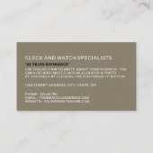 Groot klokgezicht, Horoloog Visitekaartje (Achterkant)