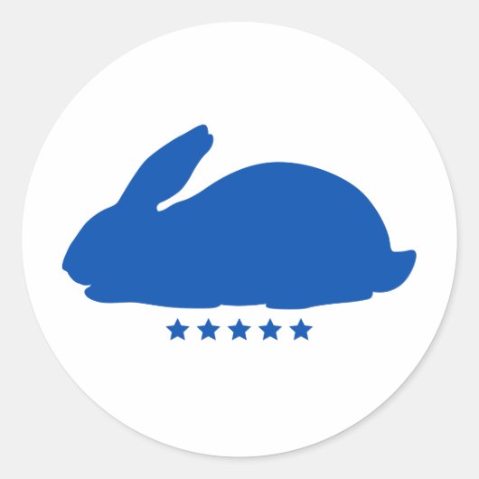 Groot konijn Silloute in blauw Ronde Sticker (Voorkant)