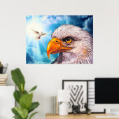 Groot krachtig Poster met Bald Eagle (Thuiskantoor)