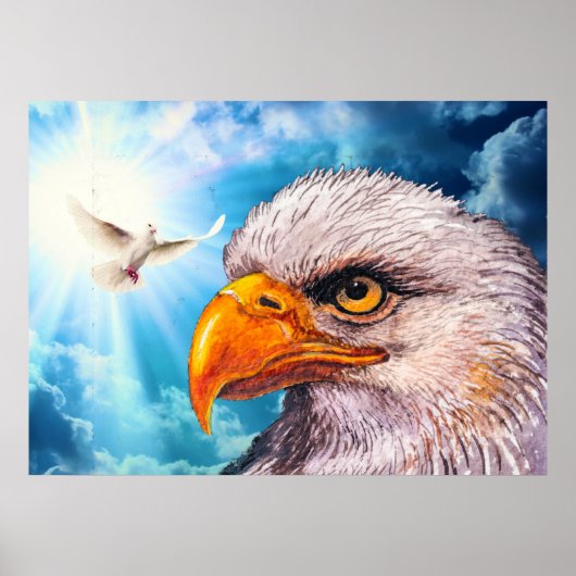 Groot krachtig Poster met Bald Eagle (Voorkant)