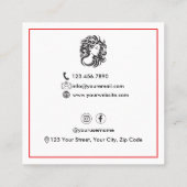 Groot krullend haar vrouw portret haarstylist vierkante visitekaartje (Achterkant)