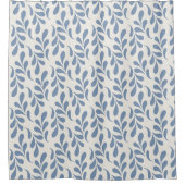 Groot kustblauw botanisch bladpatroon douchegordijn (Voorkant)