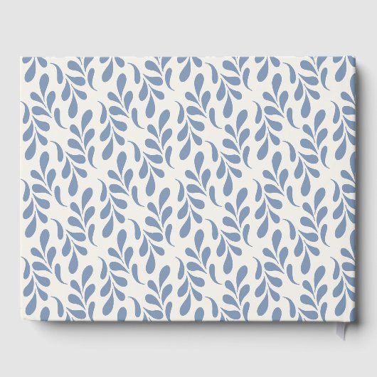 Groot kustblauw botanisch bladpatroon gastenboek (Achterkant)