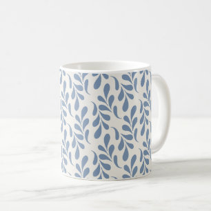 Groot kustblauw botanisch bladpatroon koffiemok