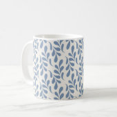 Groot kustblauw botanisch bladpatroon koffiemok (Voorkant links)