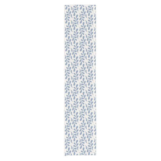 Groot kustblauw botanisch bladpatroon korte tafelloper (Voorkant)
