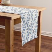 Groot kustblauw botanisch bladpatroon korte tafelloper (Voorbeeld)