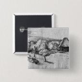 Groot landschap met een toren, c.1650 vierkante button 5,1 cm (Voorkant /achterkant)