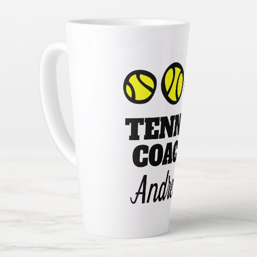 Groot latte mok cadeau voor tennisinstructeur (Linkerhoek)