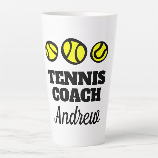 Groot latte mok cadeau voor tennisinstructeur (Voorkant)