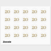 GROOT LEEFTIJDSNUMMER moderne 20 gouden glitter Ronde Sticker (Vel)