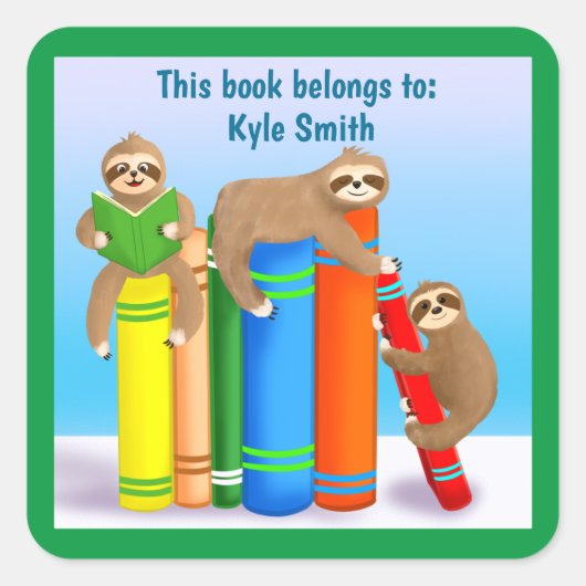 Groot leesboekje op persoonlijke titel vierkante sticker (Voorkant)