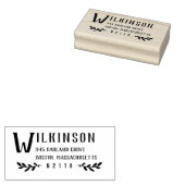 Groot Letter- en Greenery-adres voor laatste naam Rubberstempel (Gestempeld)