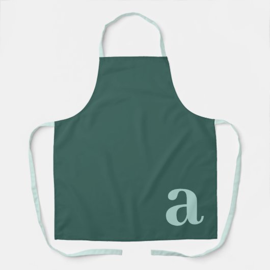 Groot Letter Monogram Donker Tealblauw Minimalisti Schort (Voorkant)