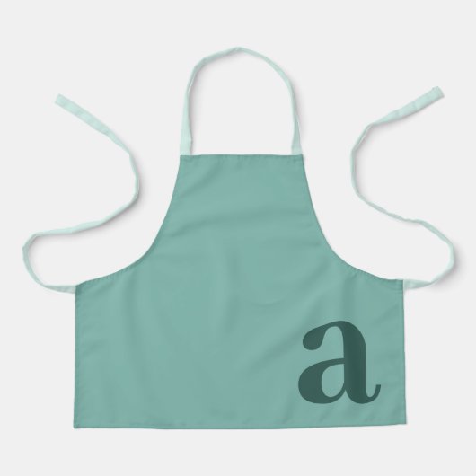 Groot Letter Monogram Tealblauw Minimalistisch Schort (Voorkant)