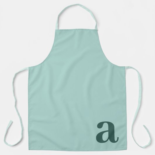 Groot Letter Monogram Tealblauw Minimalistisch Schort (Voorkant)