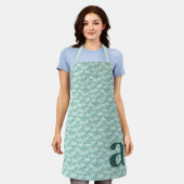 Groot Letter Monogram Turquoise Bloemmotief Schort (Gedragen)