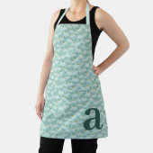 Groot Letter Monogram Turquoise Bloemmotief Schort (Insitu)