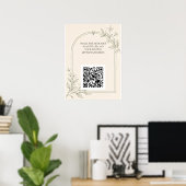 Groot lettertype botanisch trouwfoto-deel QR-teken Poster (Thuiskantoor)